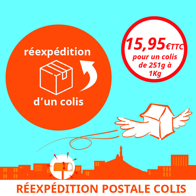 Service annexe à la boîte postale : réexpédition postale de colis jusqu'à 1Kg.