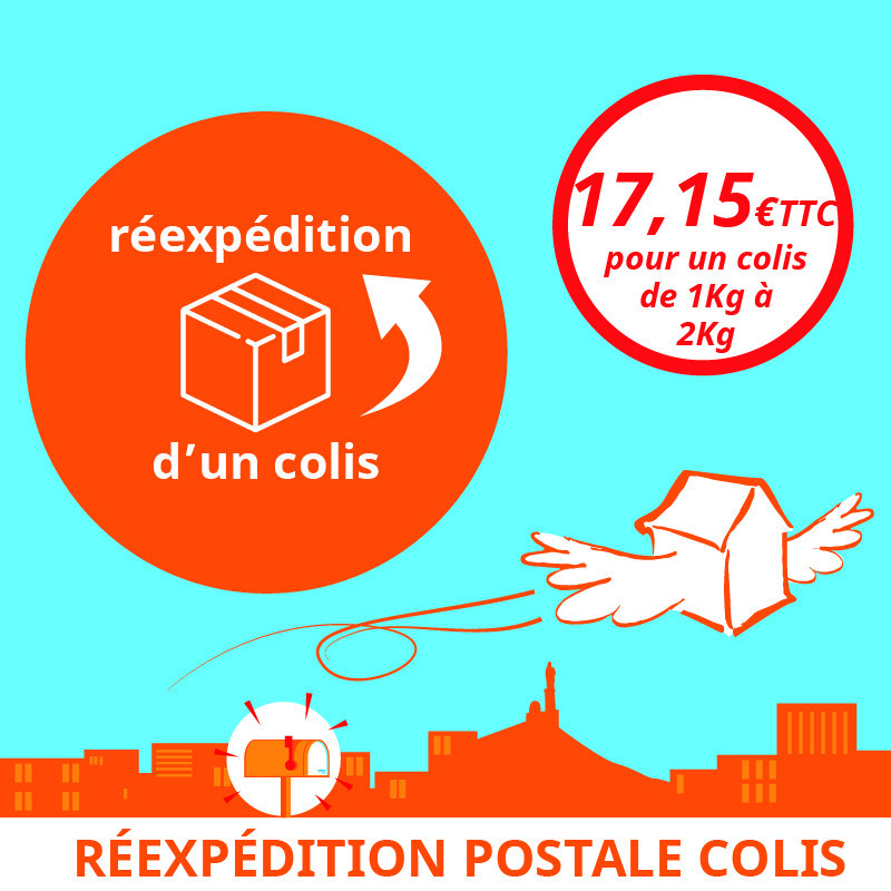 Service annexe à la boîte postale : réexpédition postale de colis jusqu'à 2Kg.