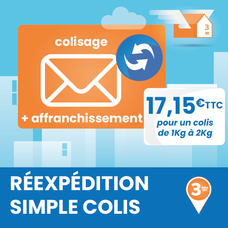 Service annexe à la boîte postale : réexpédition postale de colis jusqu'à 2Kg.