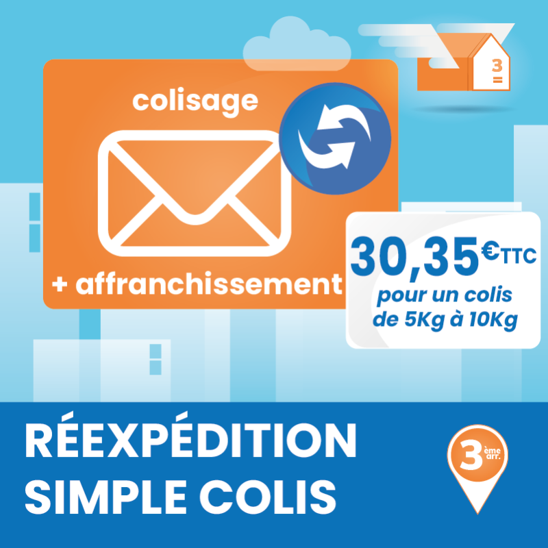 Service annexe à la boîte postale : réexpédition postale de colis jusqu'à 10Kg.